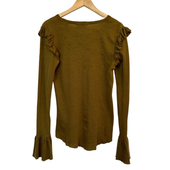 Scotch & Soda Top Womens XL Wool Ruffle Sleeve Raw Hem Minimalist Quiet Luxury - Picture 3 of 16